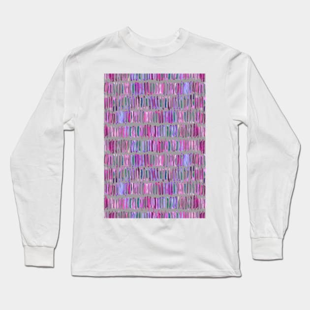 Messy Watercolor Stripes in Pink and Purple Long Sleeve T-Shirt by micklyn